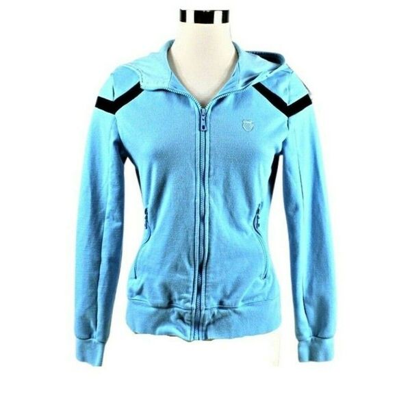 Jacket Hooded Athletic Full Zipper Front Side Zipper Pockets Blue Women’s Small - Picture 1 of 6